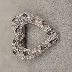 Swarovski Silvertone Heart Brooch